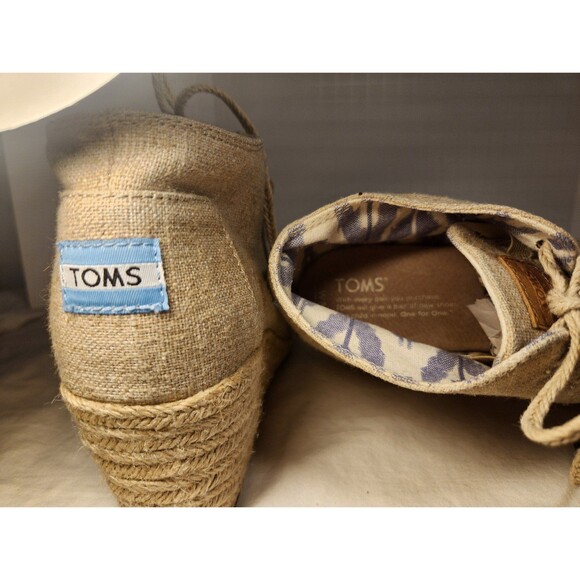 Womens Size W8 Beige Toms Wedge Fabric Ankle Boots 301112 preowned - Picture 5 of 9